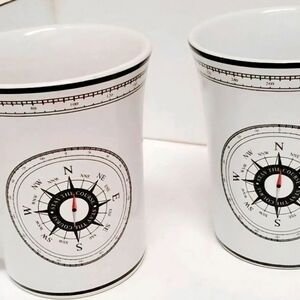 Ahoy, Compass Decor Set of 2 Global Design Collection Mugs by Kate Williams